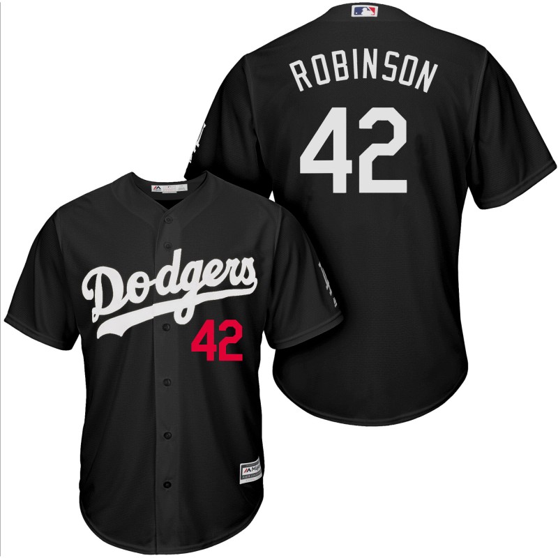 Men Los Angeles Dodgers 42 Robinson black game MLB Jersey